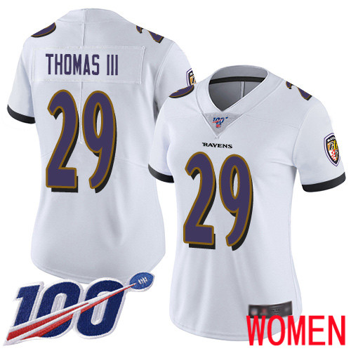 Baltimore Ravens Limited White Women Earl Thomas III Road Jersey NFL Football #29 100th Season Vapor Untouchable->youth nfl jersey->Youth Jersey